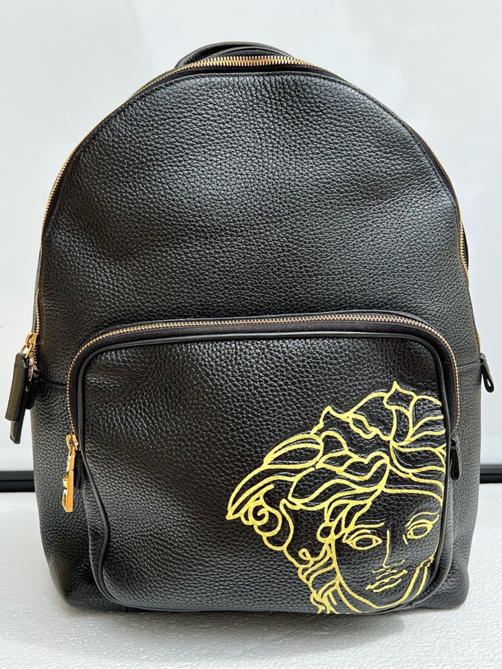 Versace Leather Medusa Backpack Black Travel Bag